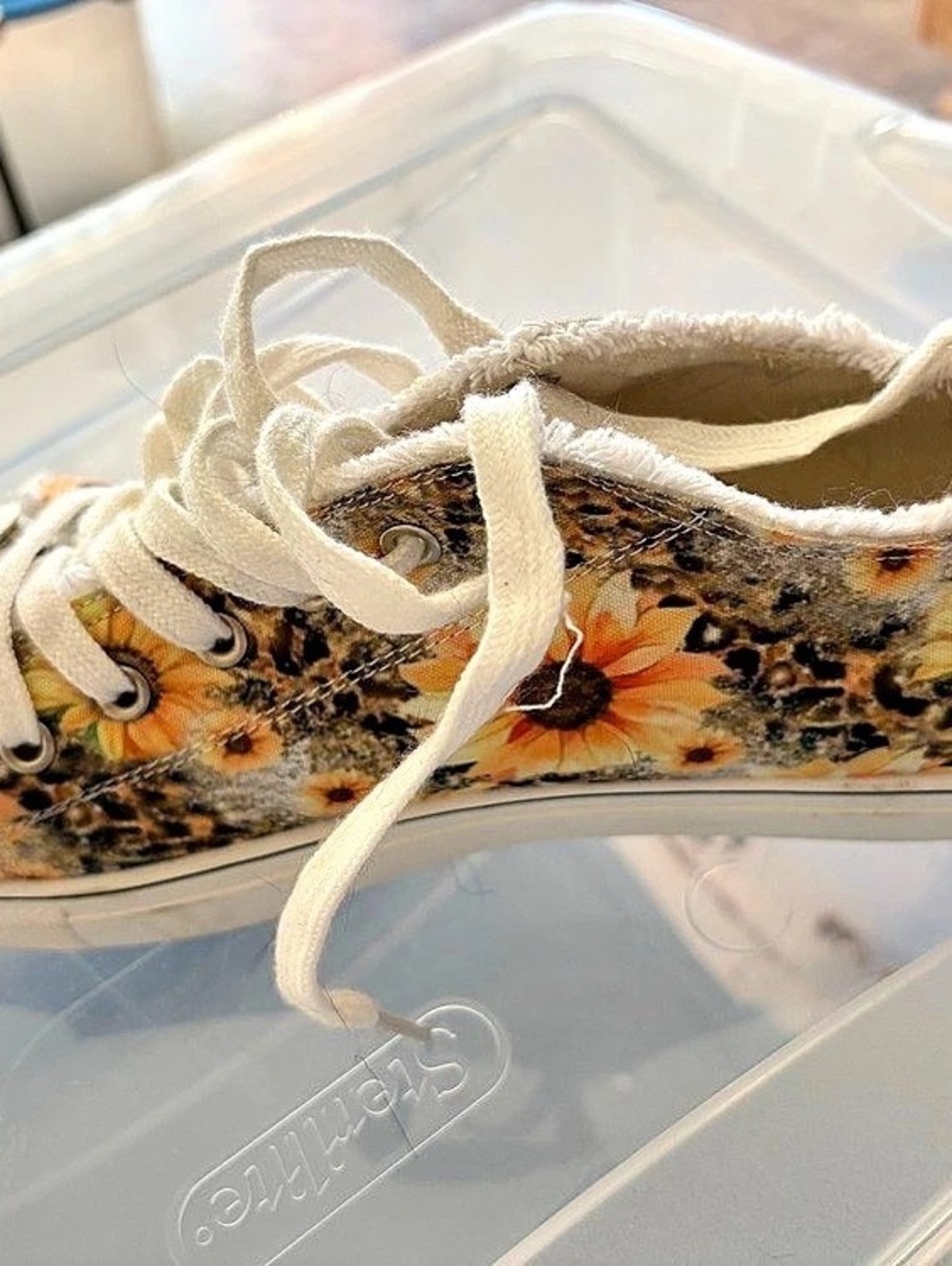 Floral Sneakers in White & Orange